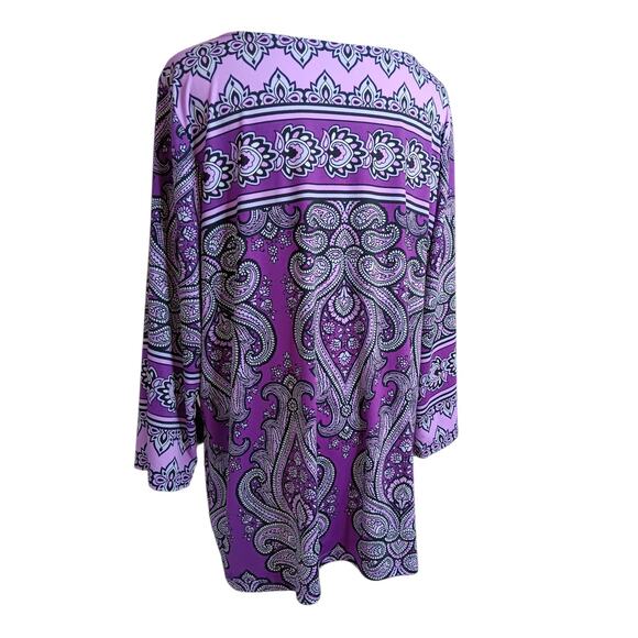BOB MACKIE Stretchy Tunic Top Blouse Plus 1X Purple Career Office Travel Trip - Picture 8 of 8